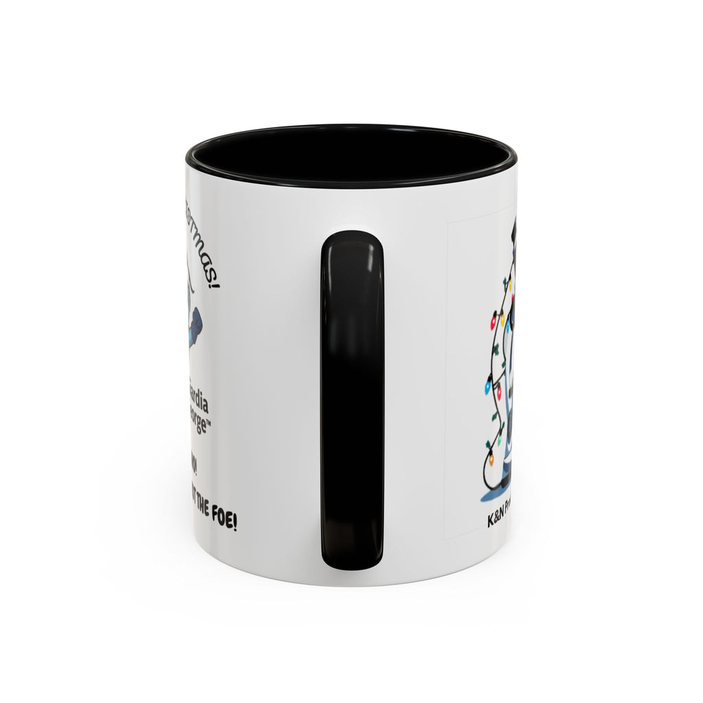 Giardia George™ Holiday Mug – Funny Science Christmas Gift with Microscope & Holly Biohazard