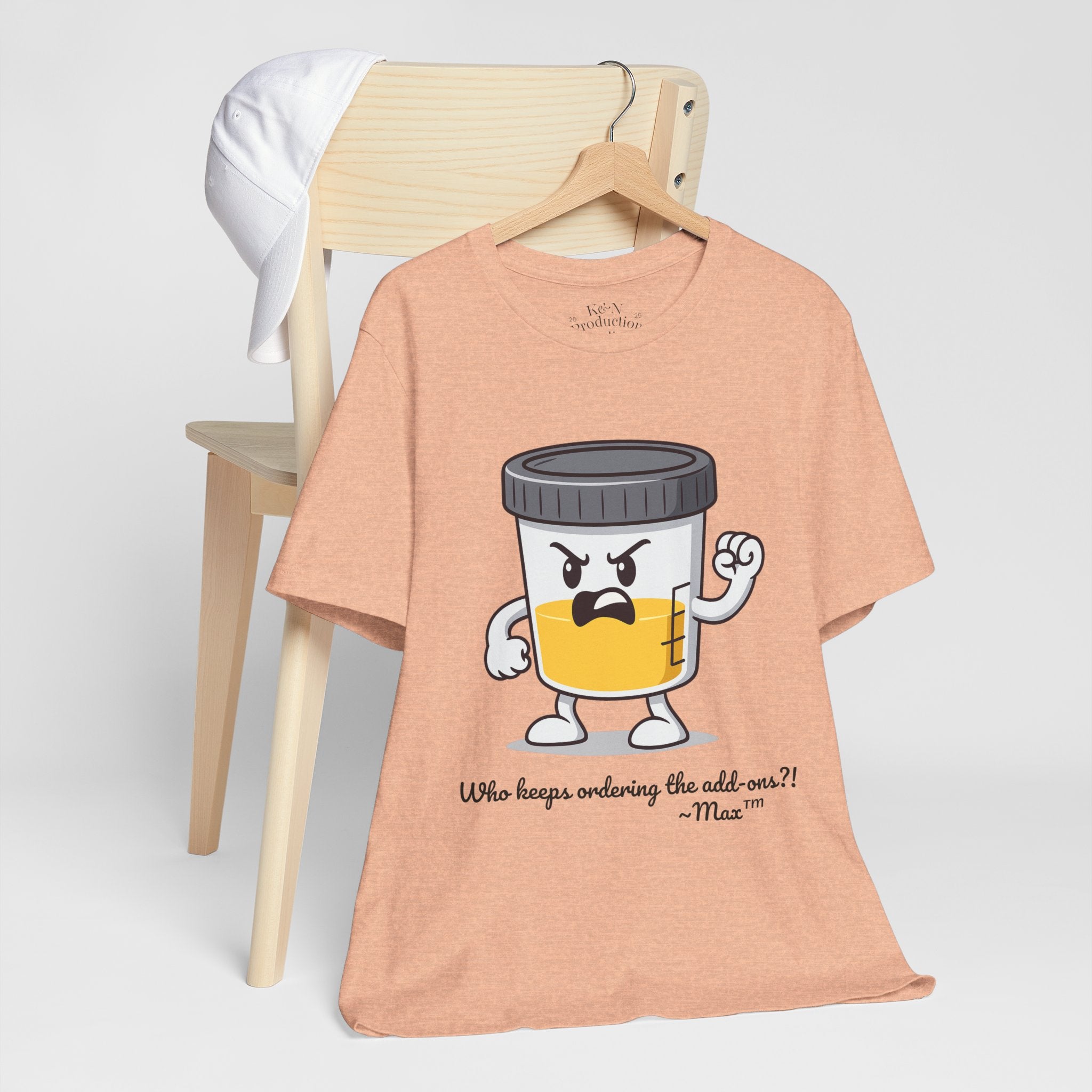 Max™ “Who Keeps Ordering the Add-ons?!” T-Shirt – Customizable Lab Legends™ Character Tee by K&N Production Studios