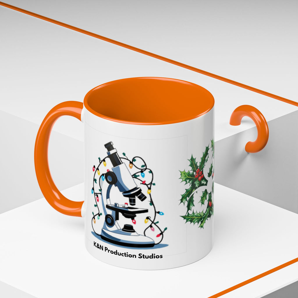 Giardia George™ Holiday Mug – Funny Science Christmas Gift with Microscope & Holly Biohazard