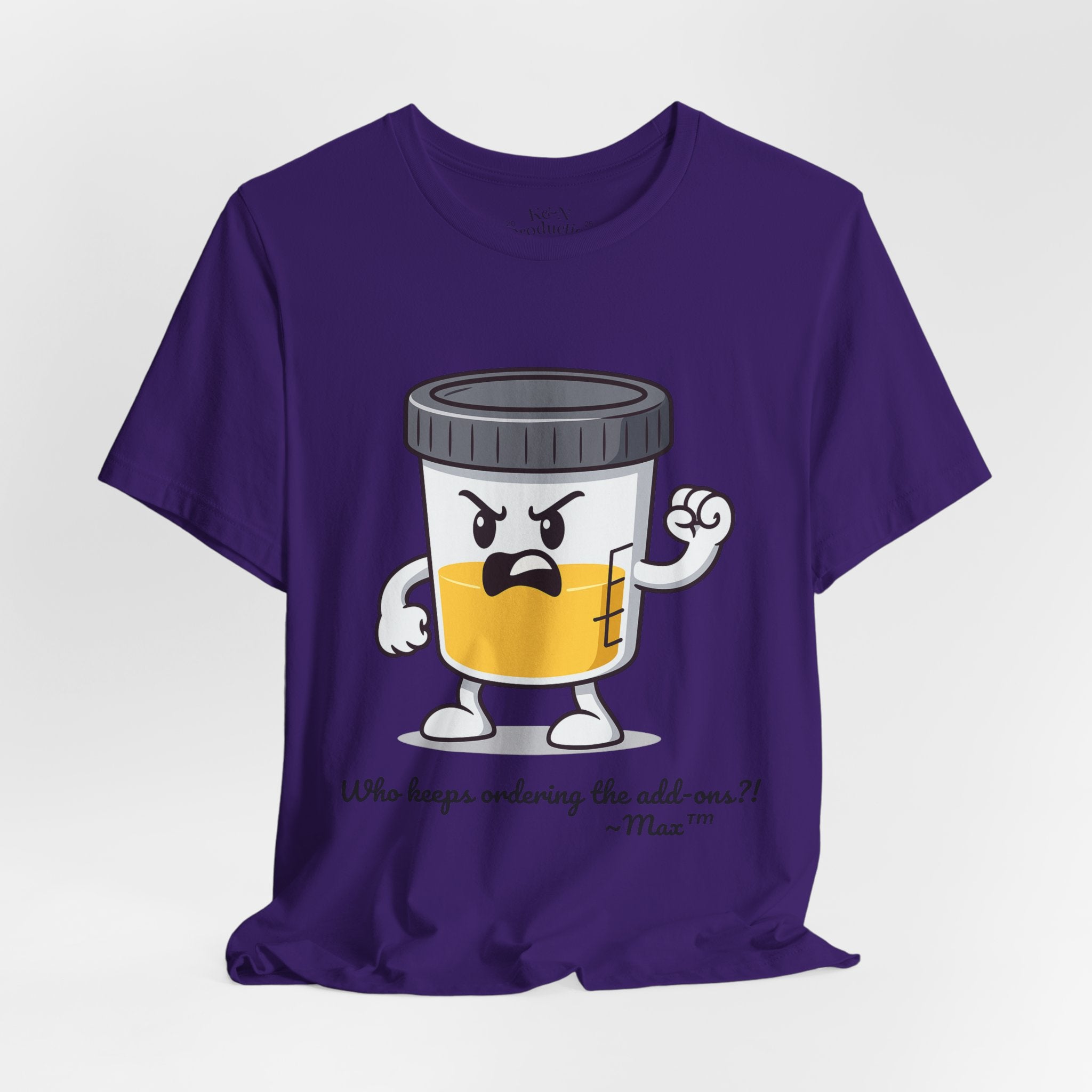Max™ “Who Keeps Ordering the Add-ons?!” T-Shirt – Customizable Lab Legends™ Character Tee by K&N Production Studios