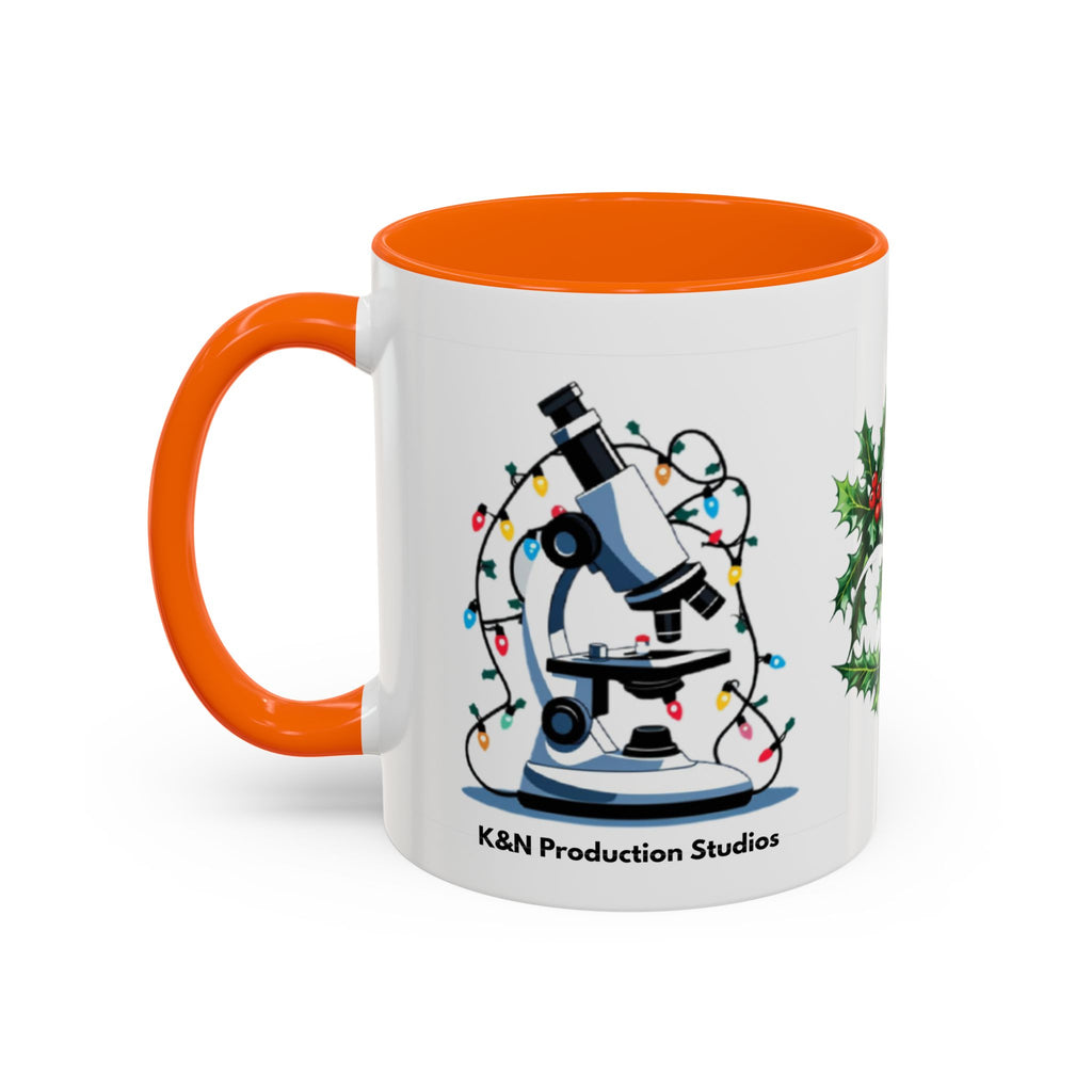 Giardia George™ Holiday Mug – Funny Science Christmas Gift with Microscope & Holly Biohazard
