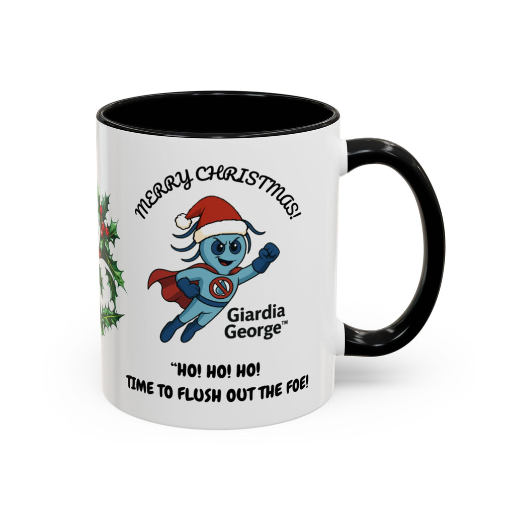Giardia George™ Holiday Mug – Funny Science Christmas Gift with Microscope & Holly Biohazard