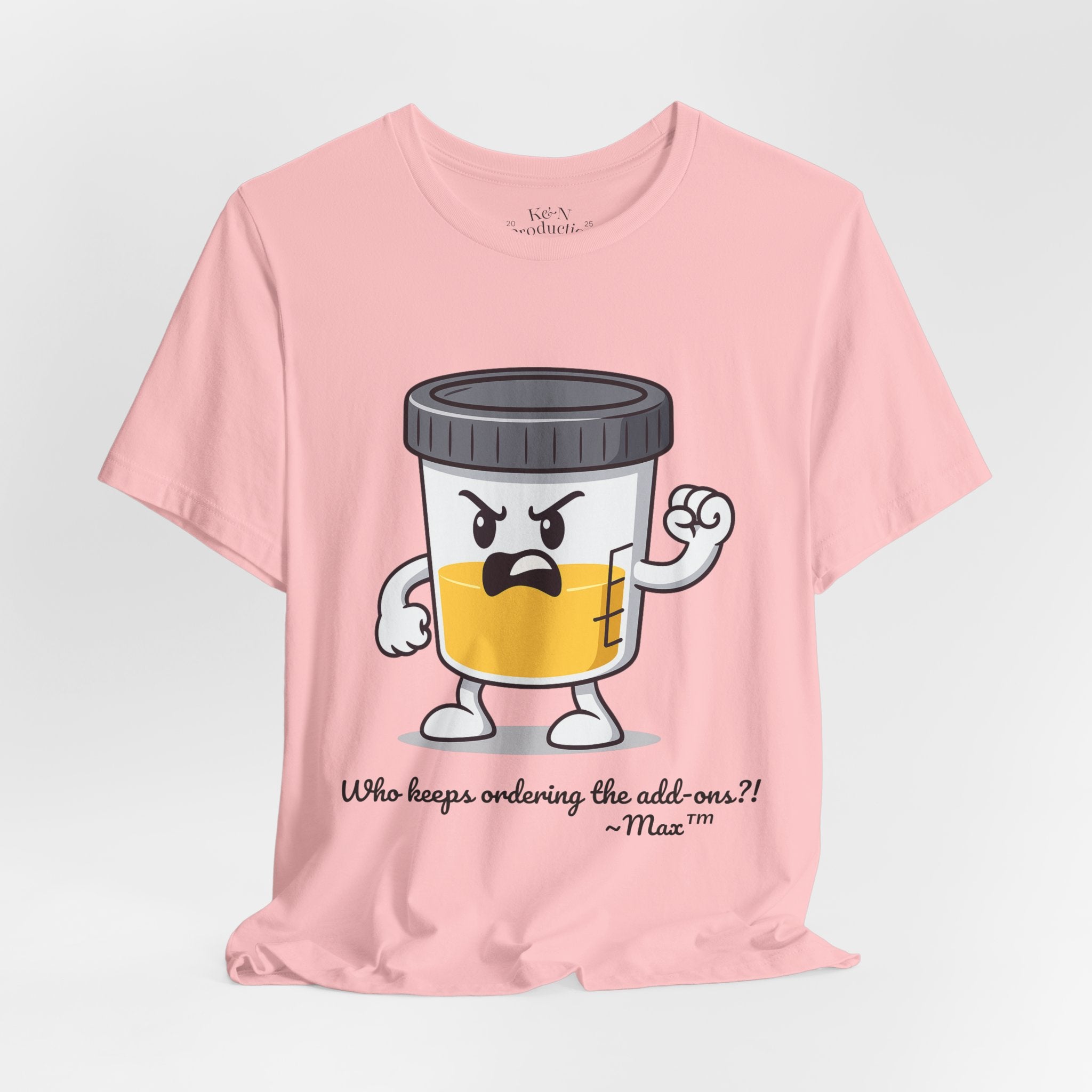 Max™ “Who Keeps Ordering the Add-ons?!” T-Shirt – Customizable Lab Legends™ Character Tee by K&N Production Studios