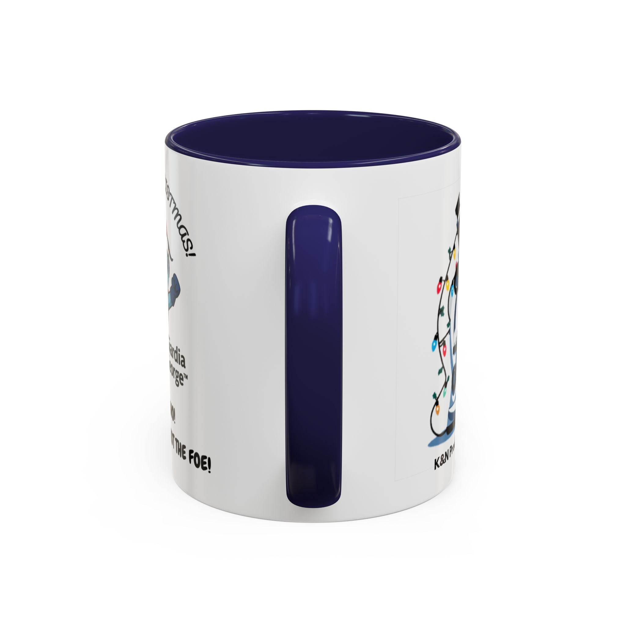 Giardia George™ Holiday Mug – Funny Science Christmas Gift with Microscope & Holly Biohazard