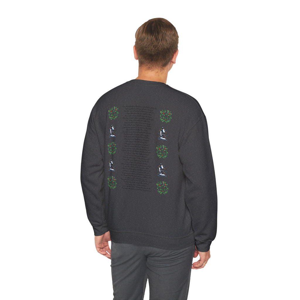 Science Holiday Sweatshirt – Microscope with Lights & Lab Poem “’Twas the Shift Before Christmas”