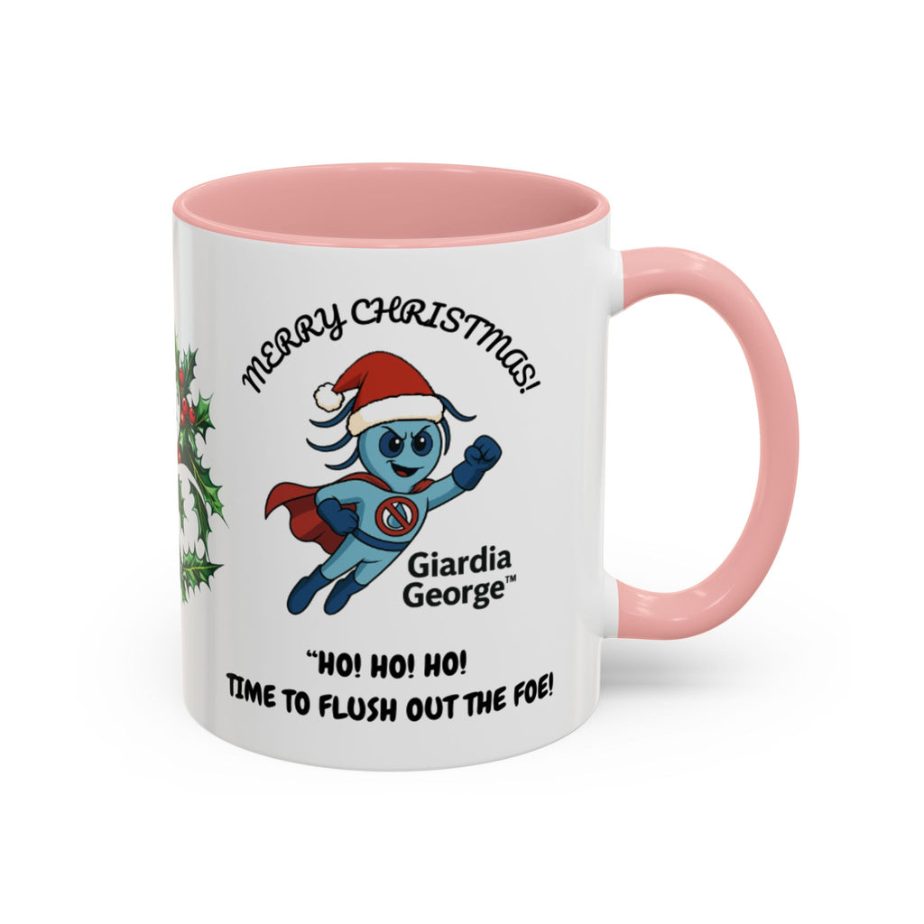 Giardia George™ Holiday Mug – Funny Science Christmas Gift with Microscope & Holly Biohazard