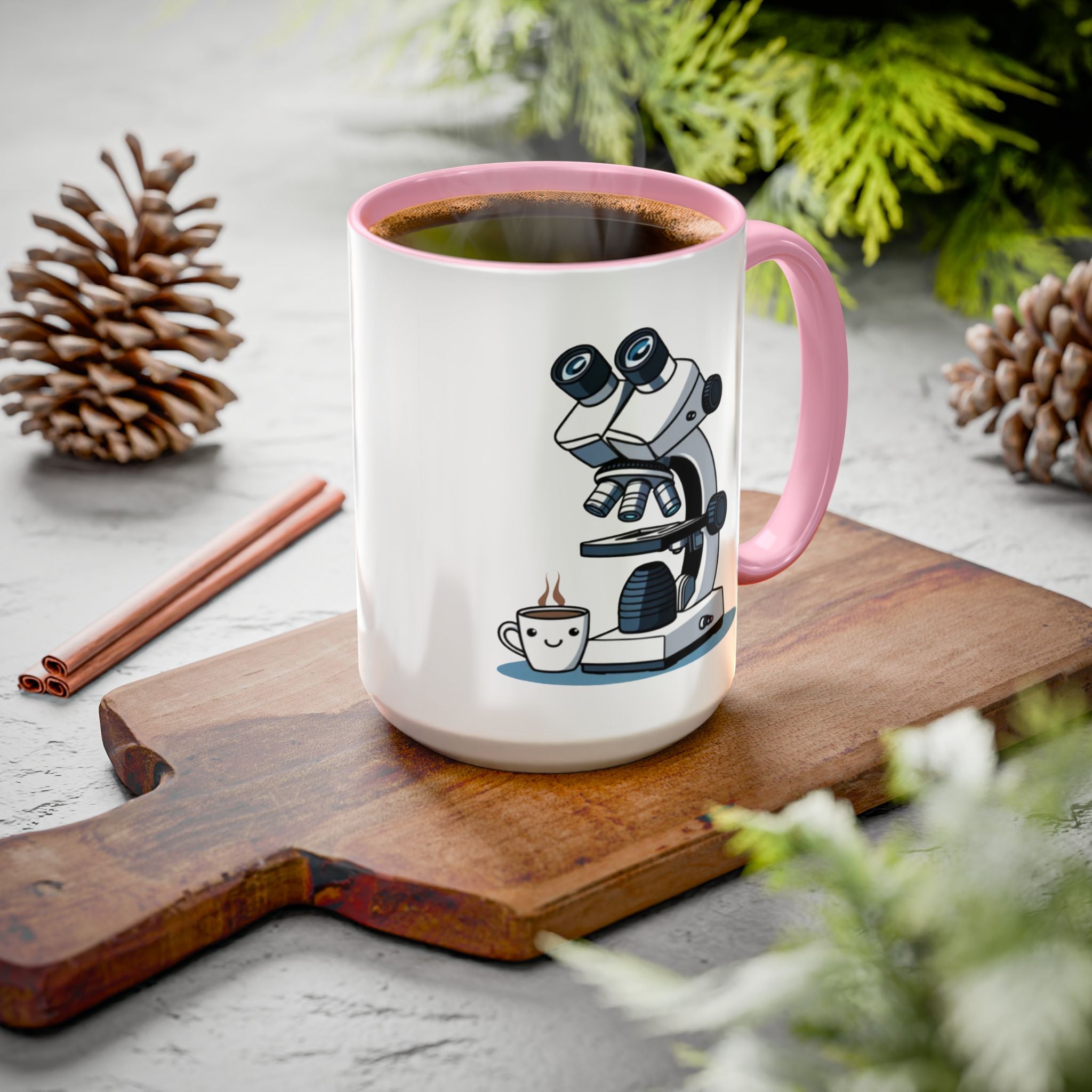 Microscope Coffee Mug — Cute Scientist Lab Drinkware (11oz & 15oz)