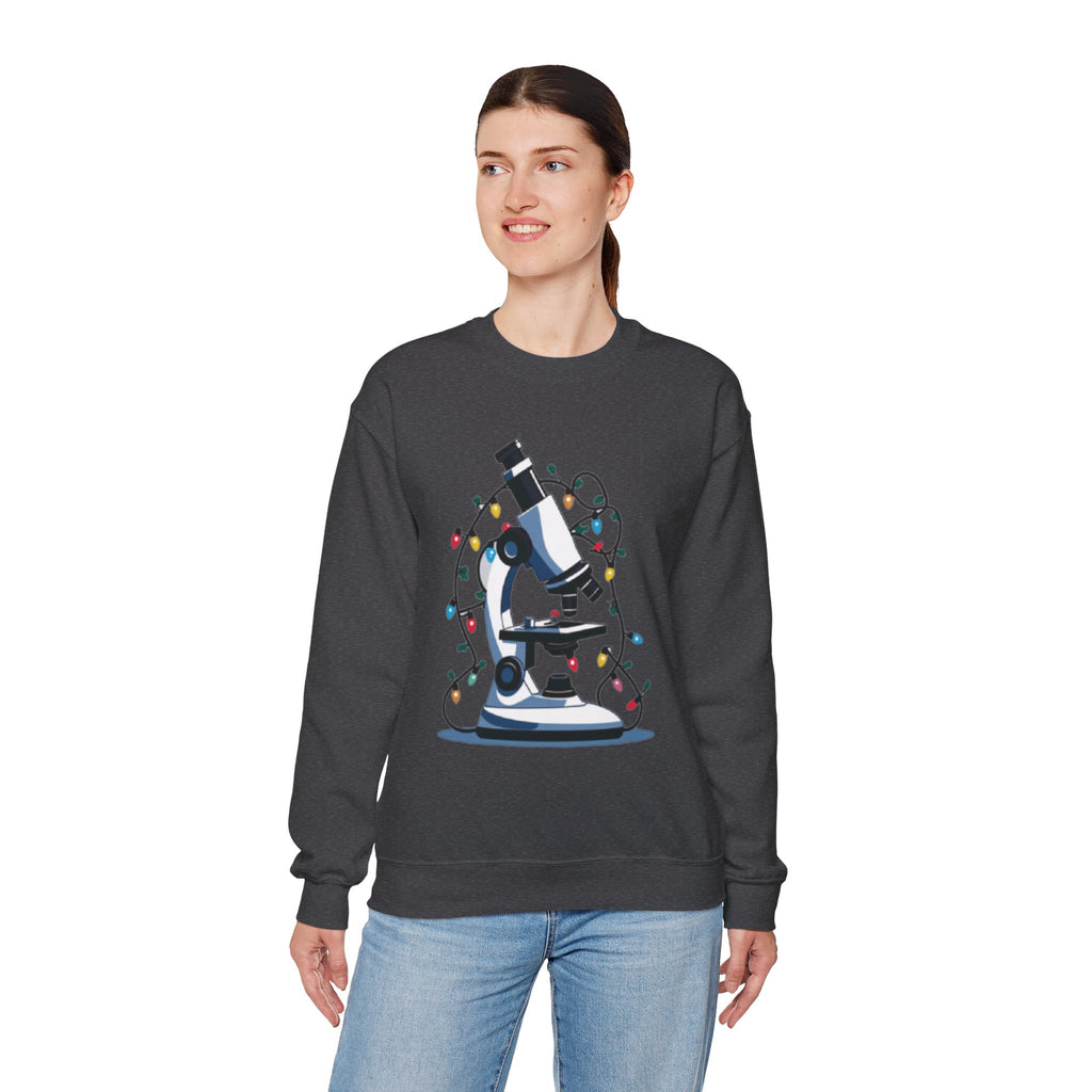 Science Holiday Sweatshirt – Microscope with Lights & Lab Poem “’Twas the Shift Before Christmas”