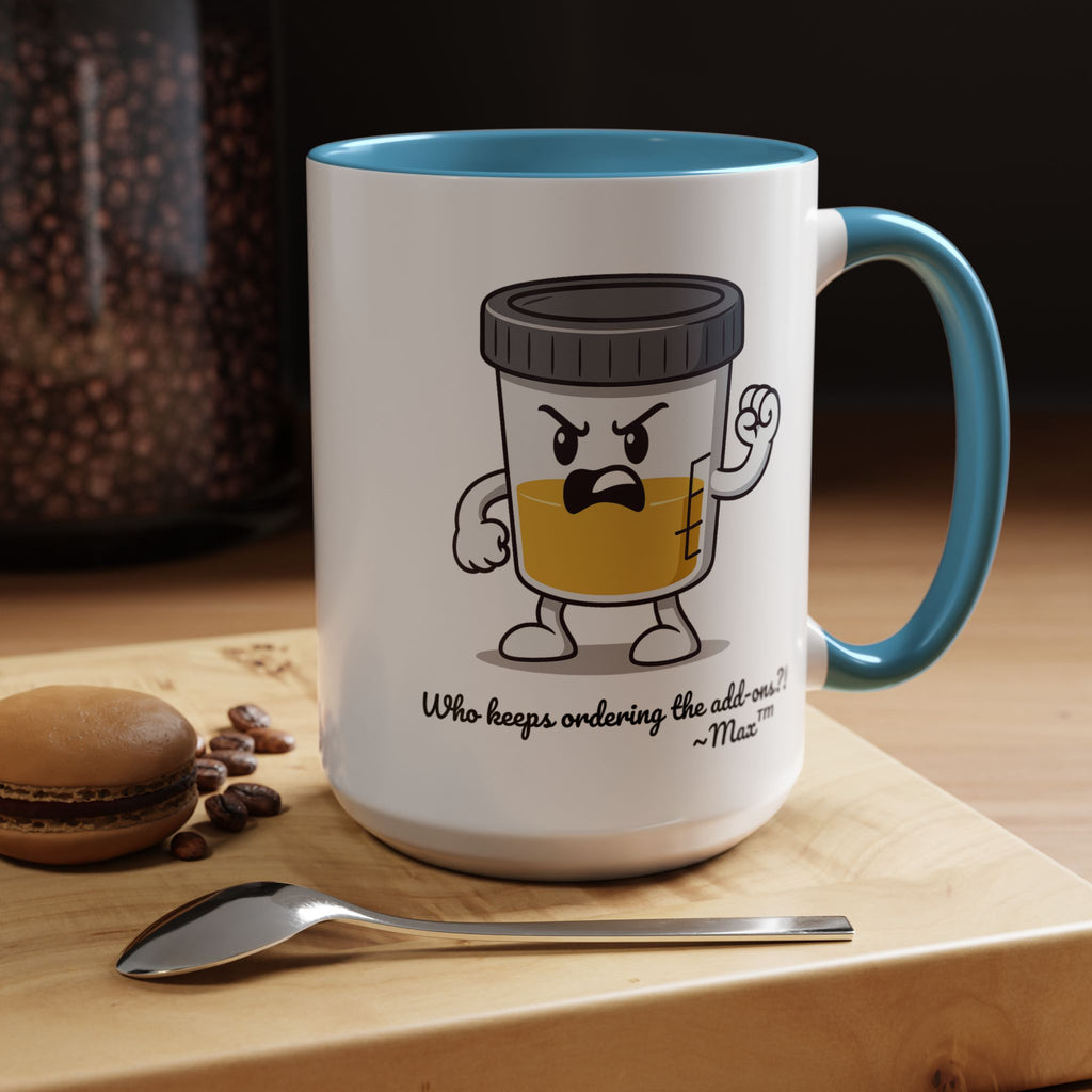 Max™ Double-Sided Specimen Cup Mug – “Add-Ons” Lab Humor by Lab Legends™