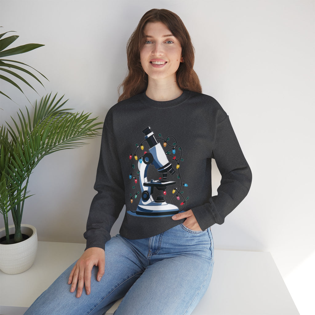Science Holiday Sweatshirt – Microscope with Lights & Lab Poem “’Twas the Shift Before Christmas”
