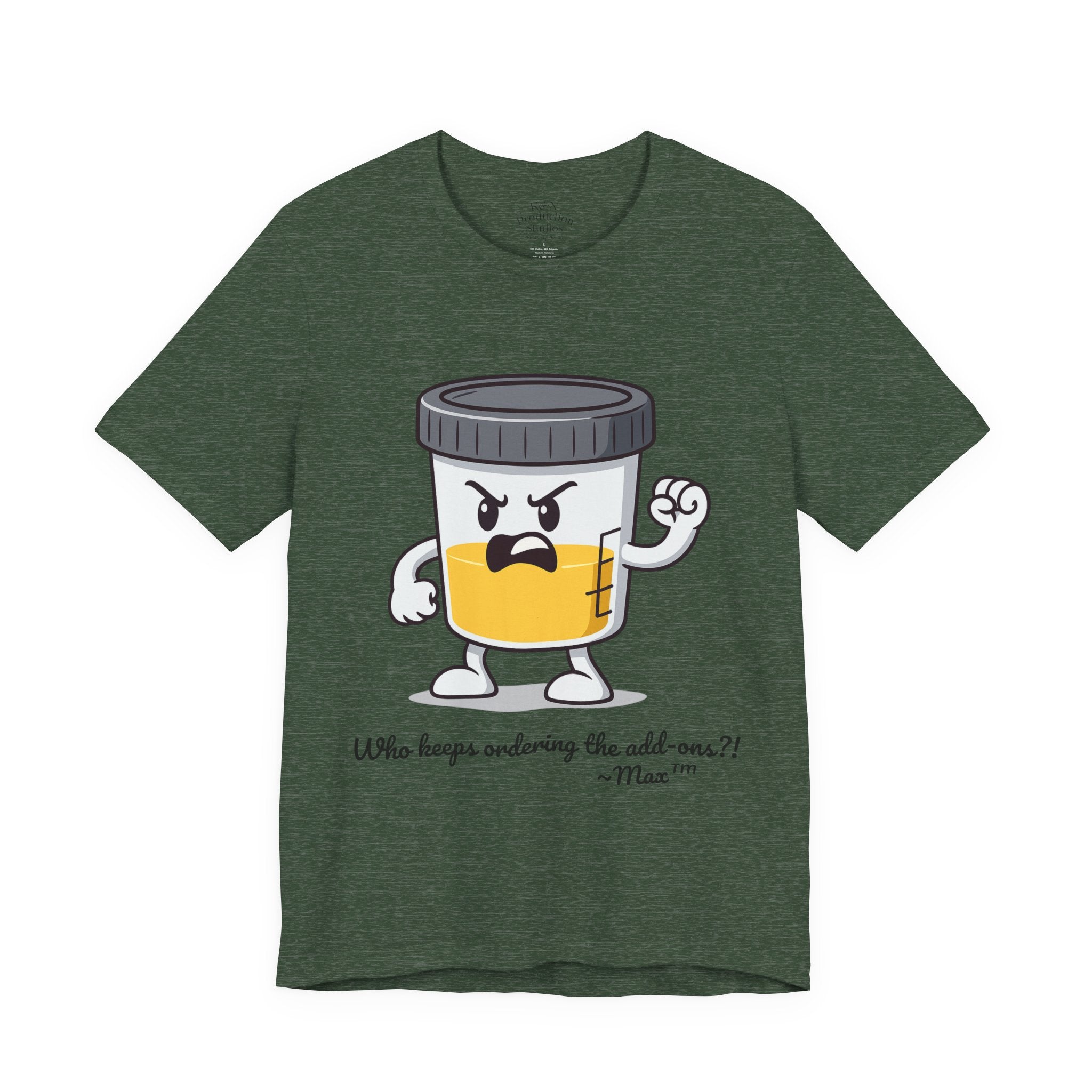 Max™ “Who Keeps Ordering the Add-ons?!” T-Shirt – Customizable Lab Legends™ Character Tee by K&N Production Studios