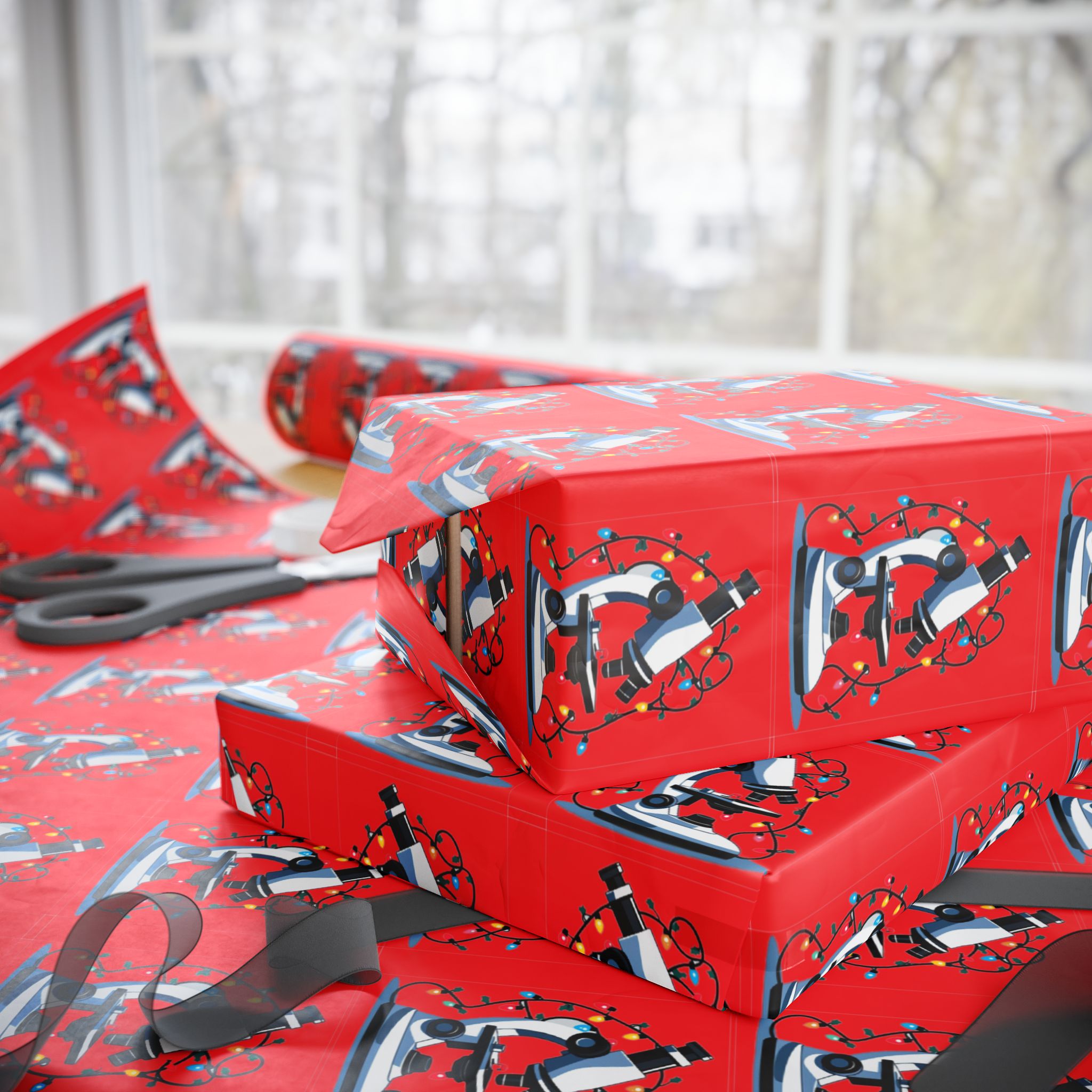Festive Microscope Gift Wrap – Holiday Wrapping Paper for Curious Minds