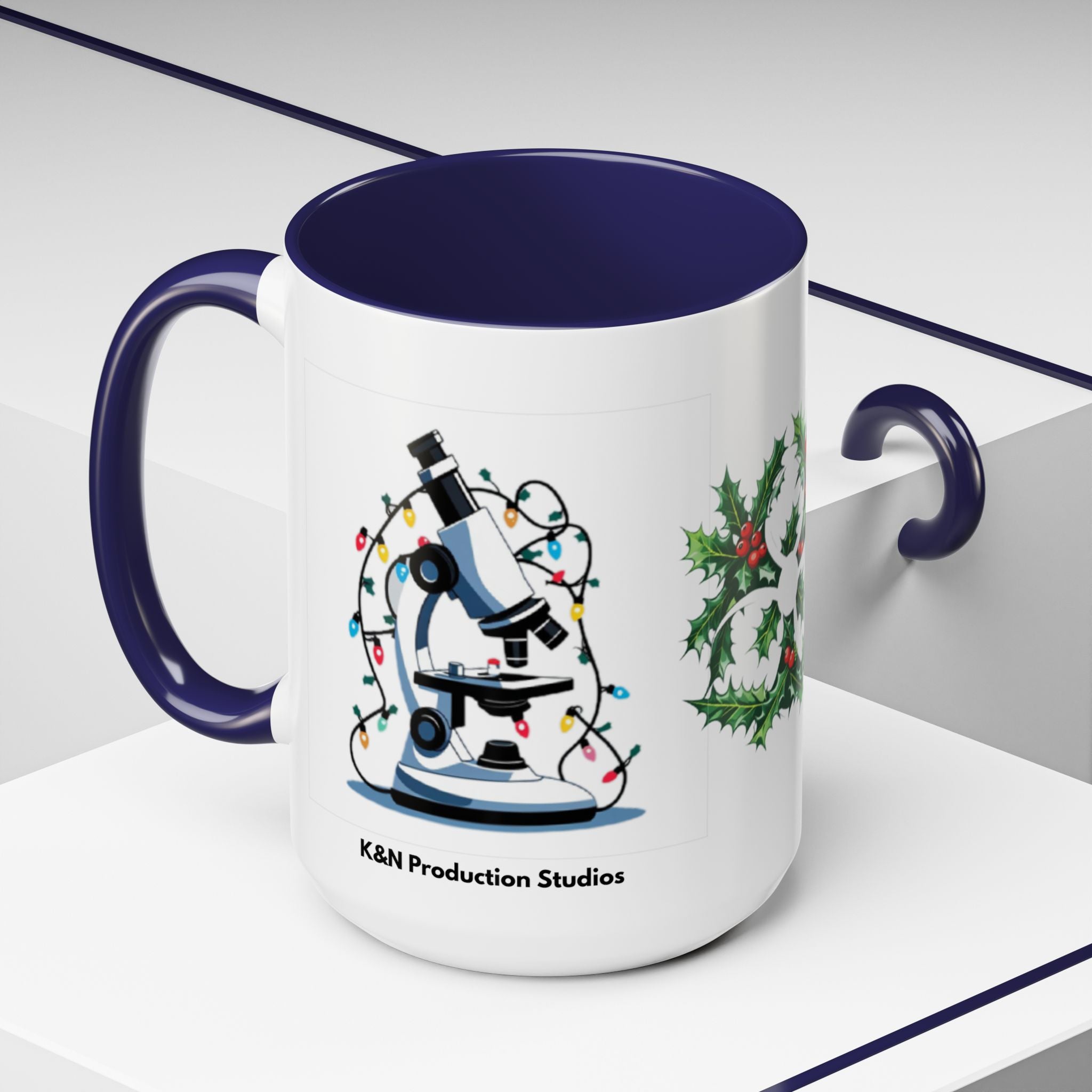 Giardia George™ Holiday Mug – Funny Science Christmas Gift with Microscope & Holly Biohazard