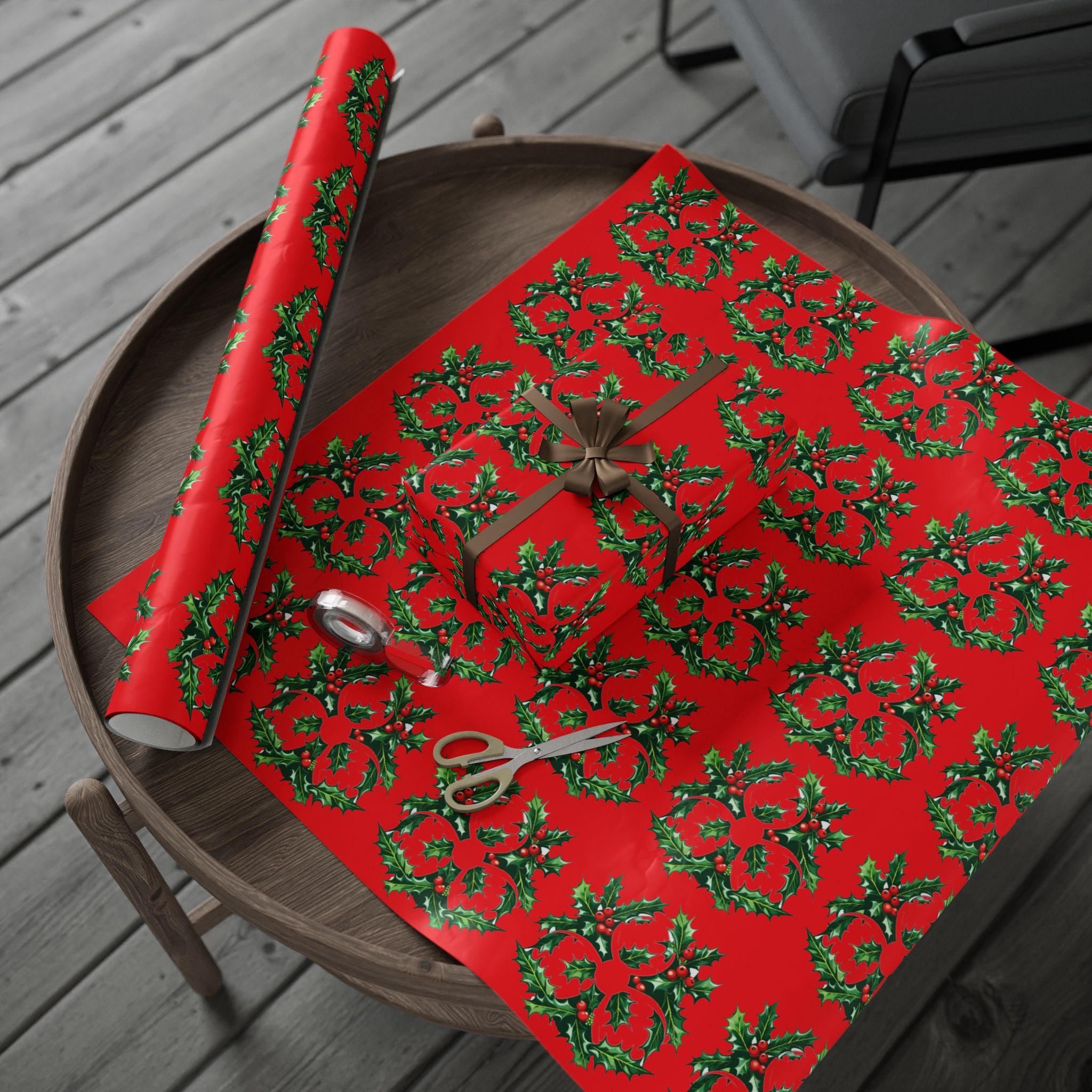 Biohazard Holly Wrapping Paper – Festive Science Gift Wrap with Berries & Leaves