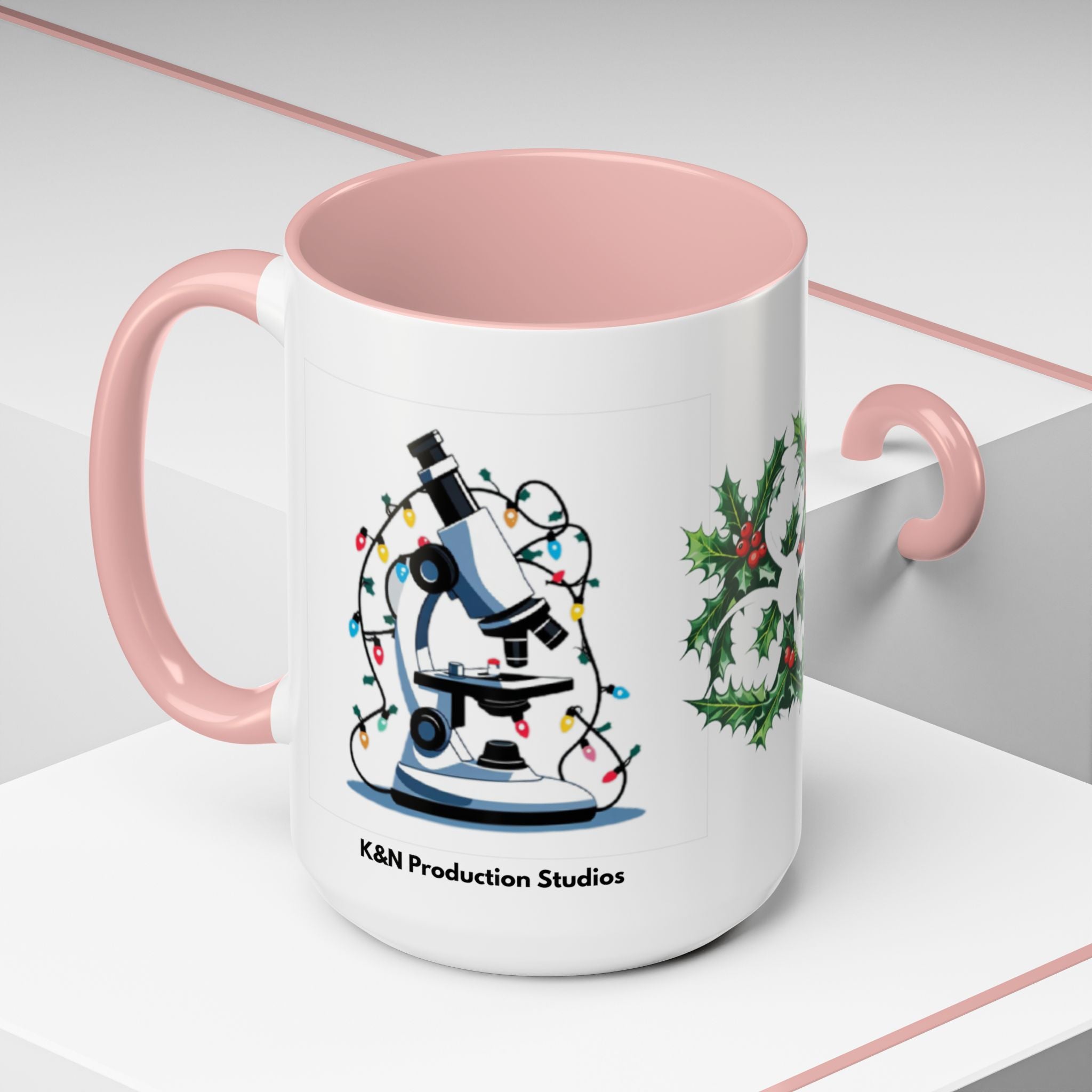 Giardia George™ Holiday Mug – Funny Science Christmas Gift with Microscope & Holly Biohazard