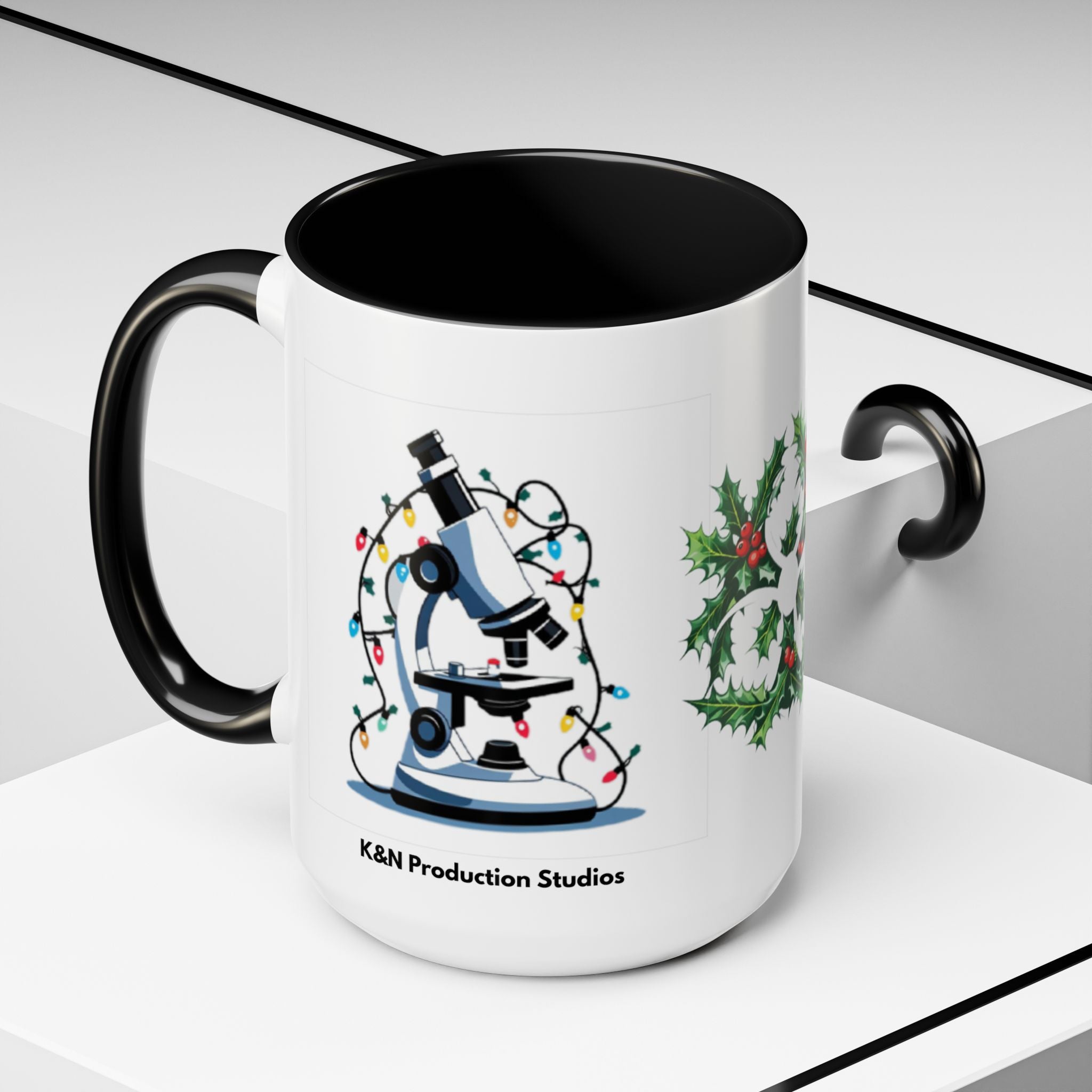 Giardia George™ Holiday Mug – Funny Science Christmas Gift with Microscope & Holly Biohazard