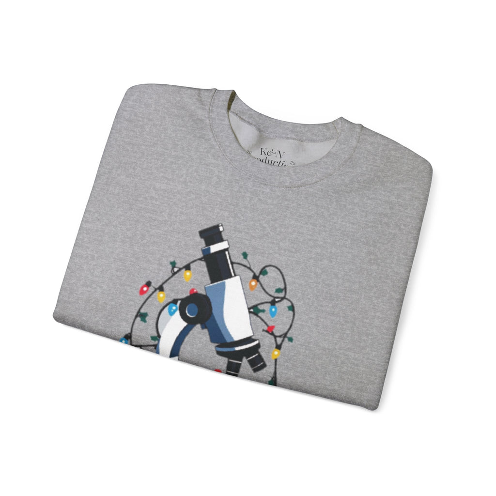 Science Holiday Sweatshirt – Microscope with Lights & Lab Poem “’Twas the Shift Before Christmas”