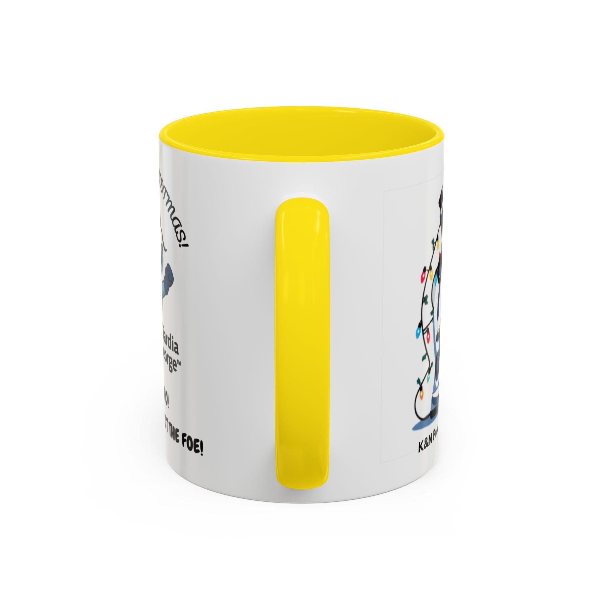 Giardia George™ Holiday Mug – Funny Science Christmas Gift with Microscope & Holly Biohazard