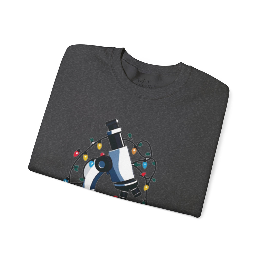 Science Holiday Sweatshirt – Microscope with Lights & Lab Poem “’Twas the Shift Before Christmas”
