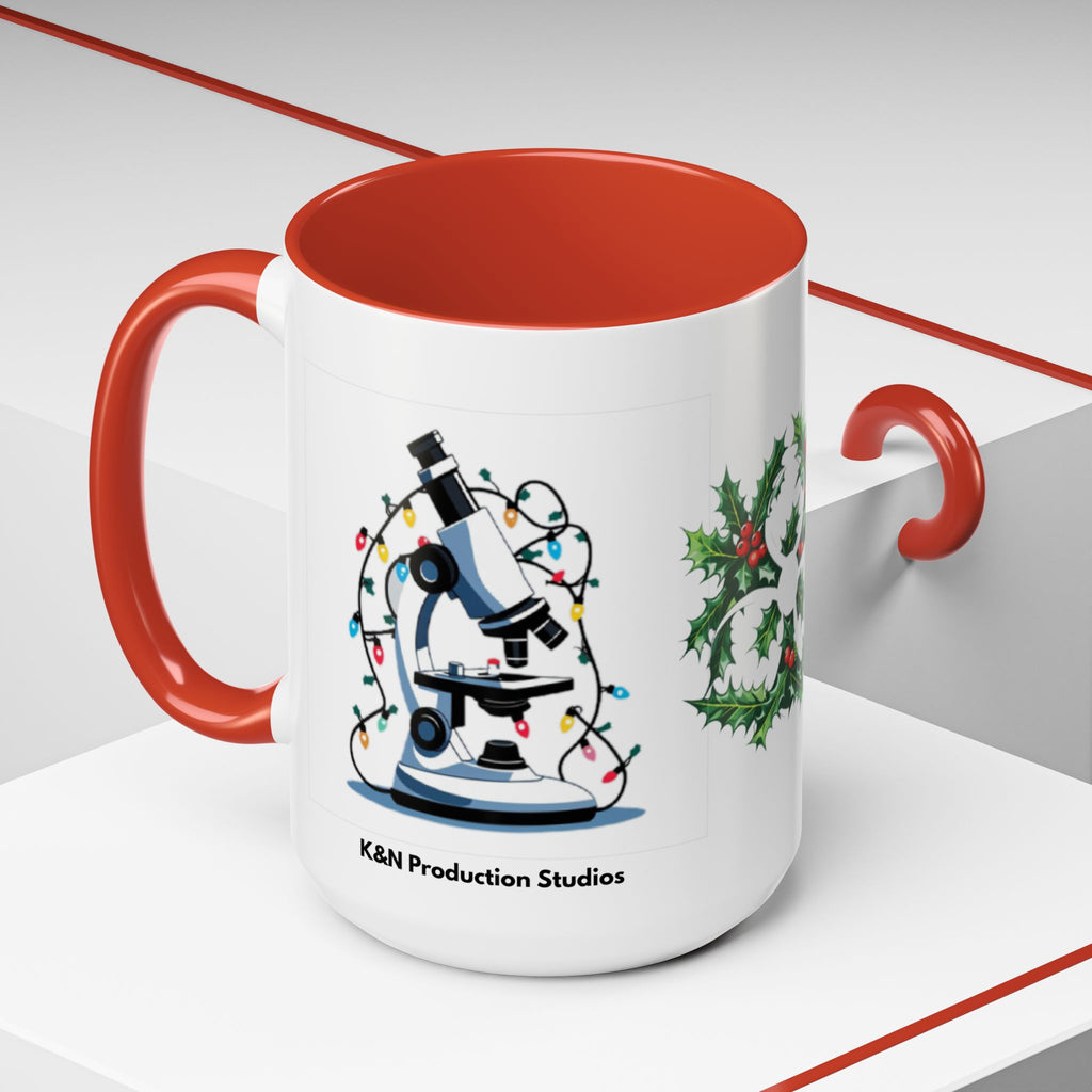 Giardia George™ Holiday Mug – Funny Science Christmas Gift with Microscope & Holly Biohazard