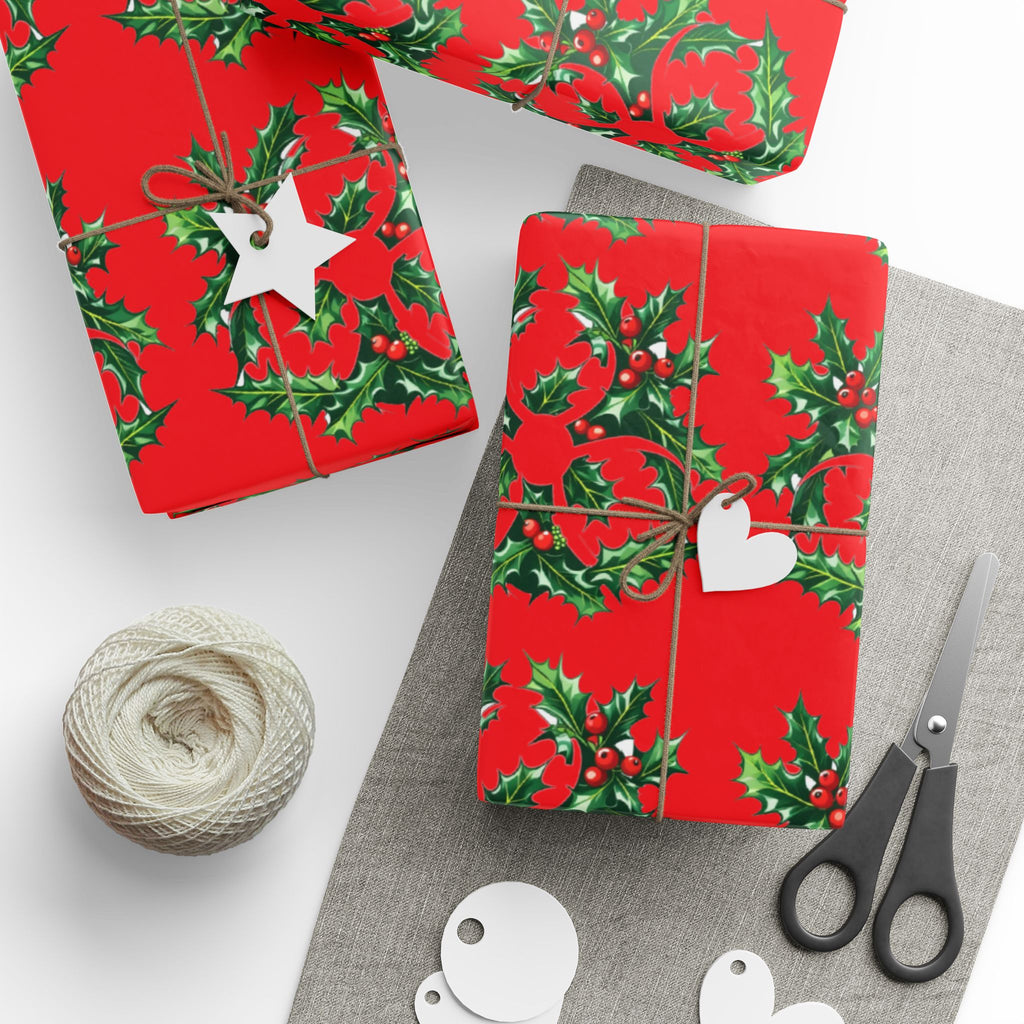 Biohazard Holly Wrapping Paper – Festive Science Gift Wrap with Berries & Leaves