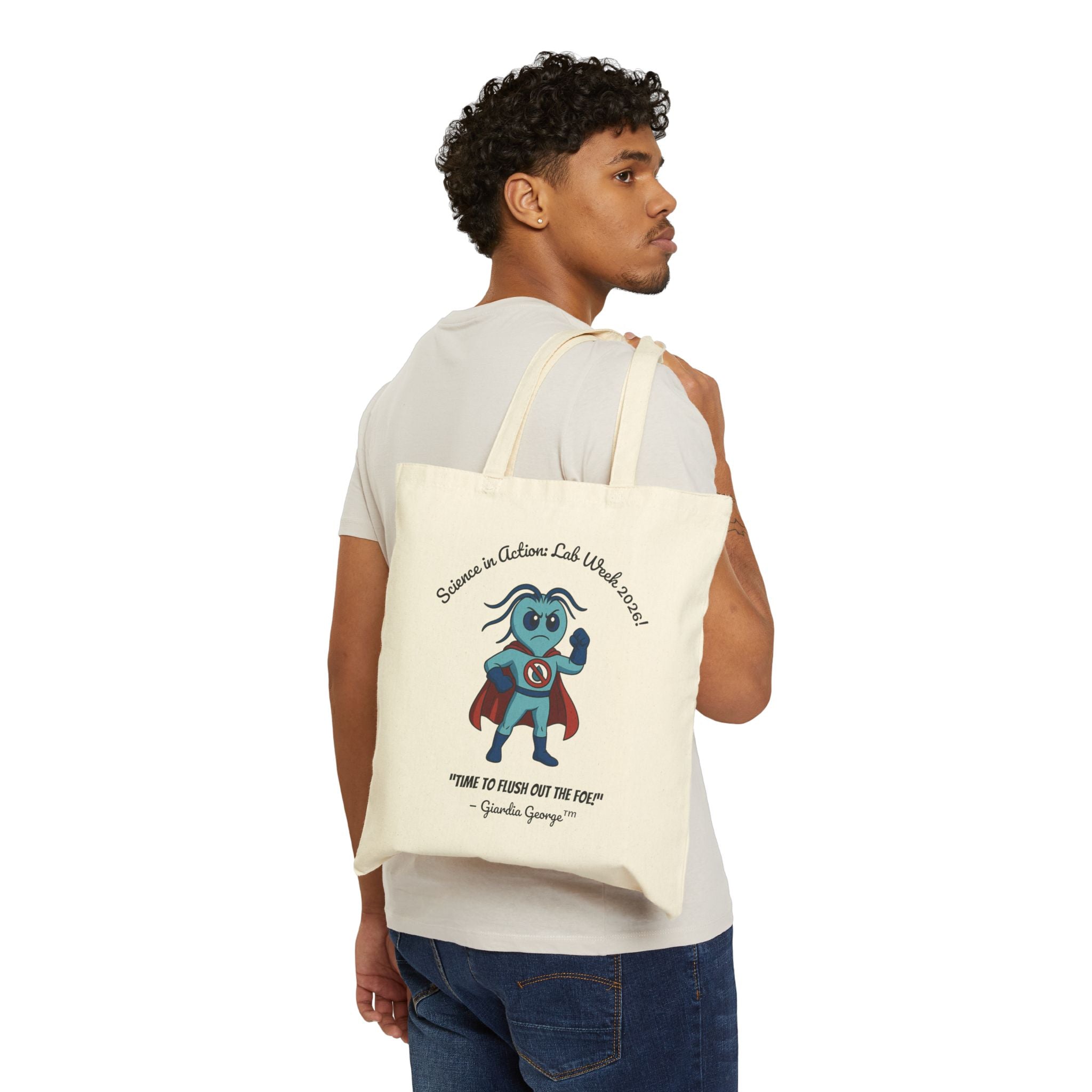 Lab Week 2026 “Giardia George & Max” Canvas Tote – Science in Action Edition